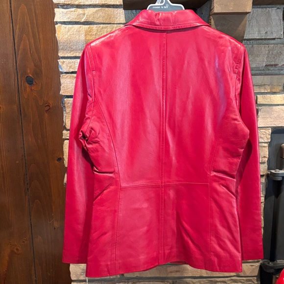 Margaret Godfrey Women's Vibrant Red Leather Blazer! - Picture 4 of 6